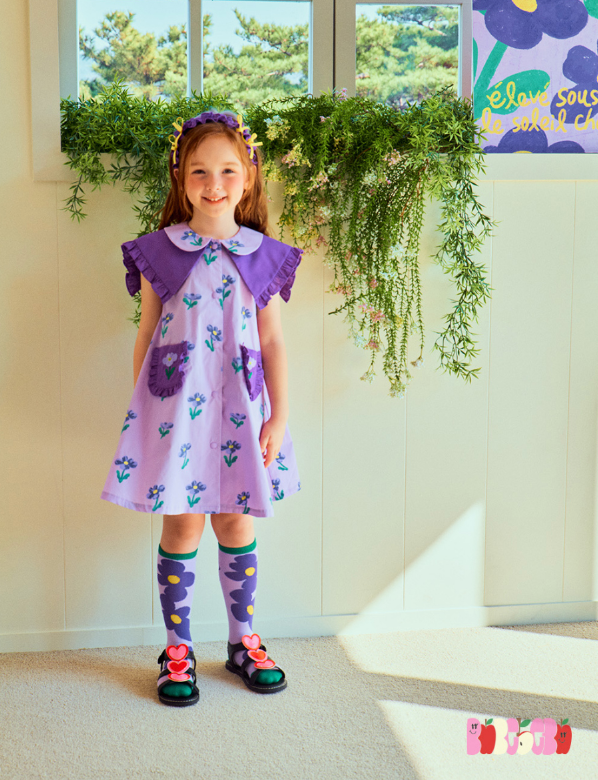 BEBEBEBE 2024 SUMMER Purple flower dress