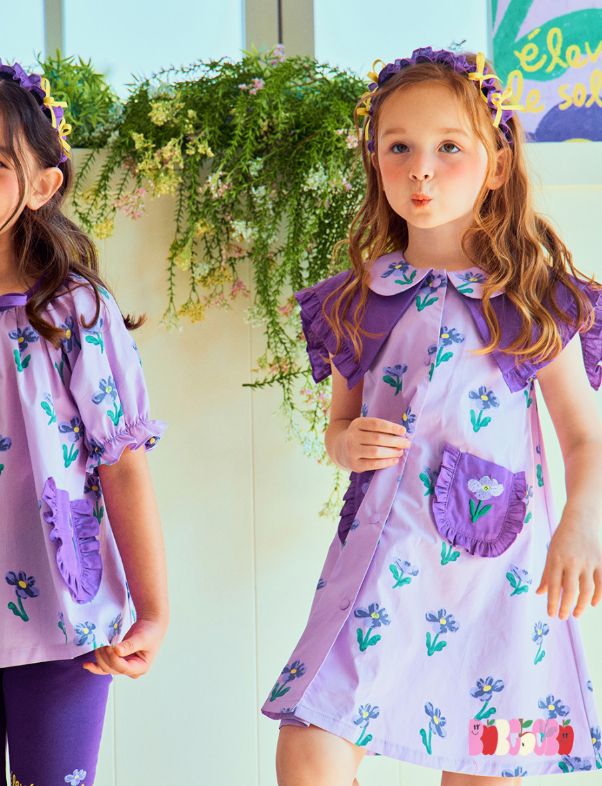 BEBEBEBE 2024 SUMMER Purple flower dress