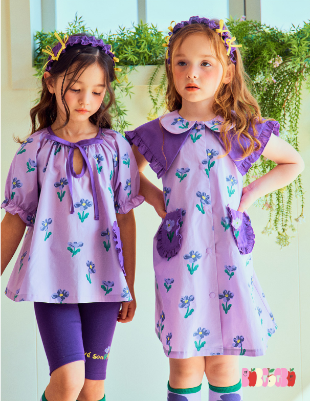 BEBEBEBE 2024 SUMMER Purple flower dress