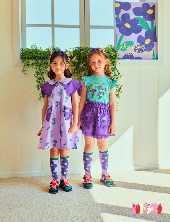 BEBEBEBE 2024 SUMMER Purple flower dress