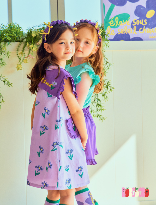 BEBEBEBE 2024 SUMMER Purple flower dress