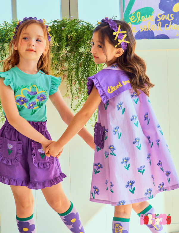 BEBEBEBE 2024 SUMMER Purple flower dress