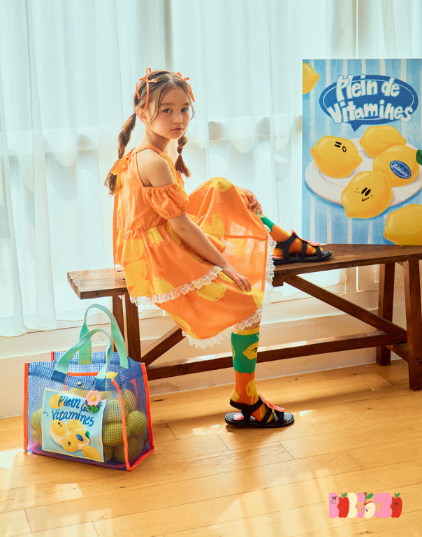 BEBEBEBE 2024 SUMMER Lemon beach tote bag