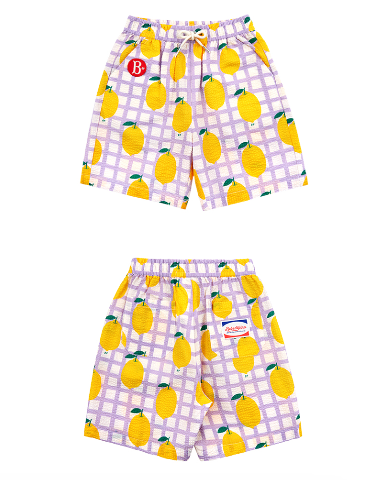 BEBE DE PINO All over check lemon cotton shorts