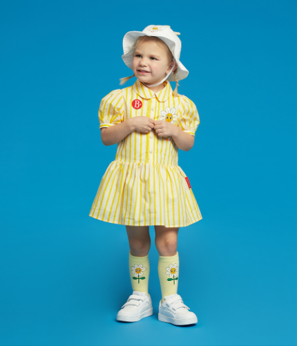 BEBE DE PINO Fleur baby stripe puff sleeve dress