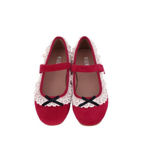 BEBEBEBE PRE FALL Red lace ribbon shoes