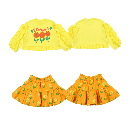 BEBEBEBE PRE FALL Yellow flower sweatshirt & bottom