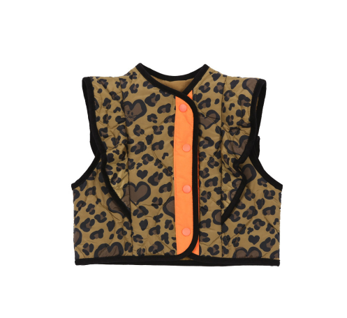 BEBEBEBE PRE FALL Heart leopard quilting frill vest