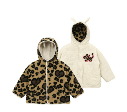 BEBEBEBE 2024 F/W Heart leopard reversible hoodie jacket