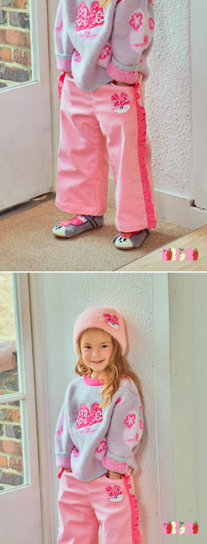 BEBEBEBE WINTER  Knitting rabbit frill ribbed pants