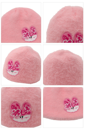 BEBEBEBE WINTER  Knitting rabbit fur beanie