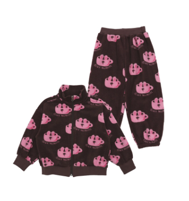 BEBEBEBE WINTER Rabbit mug cup fleece zip-up+pants SET