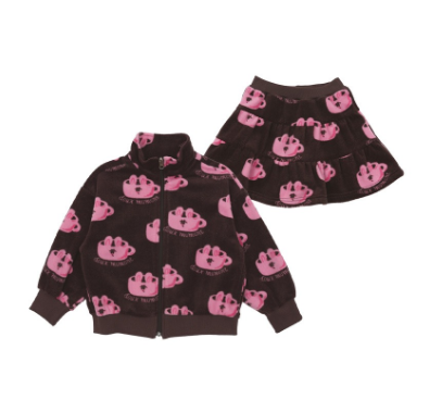 BEBEBEBE WINTER Rabbit mug cup fleece zip-up+skirt SET