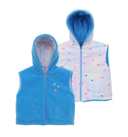 BEBEBEBE WINTER Star sheep reversible sleeveless zip-up hoodie