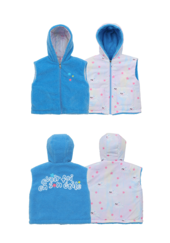 BEBEBEBE WINTER Star sheep reversible sleeveless zip-up hoodie