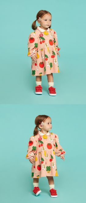 BEBE DE PINO All over fruits baby collar dress