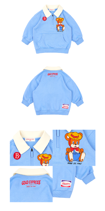 BEBE DE PINO Benny bear baby half zip up sweatshirt