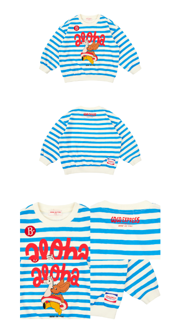 BEBE DE PINO Aloha puppy stripe sweatshirt