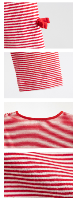 I LOVE J Striped Round Cut-out Top