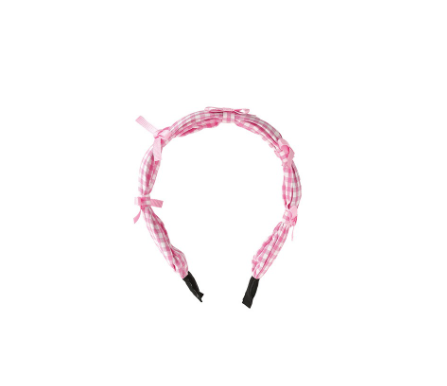 BEBEBEBE 2025 SPRING 2ND PRE ORDER Check ribbon headband (PINK)