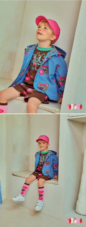 BEBEBEBE 2025 SPRING 2ND PRE ORDER Bubblegum cat button hood jacket (BLUE)