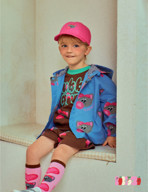 BEBEBEBE 2025 SPRING 2ND PRE ORDER Bubblegum cat button hood jacket (BLUE)