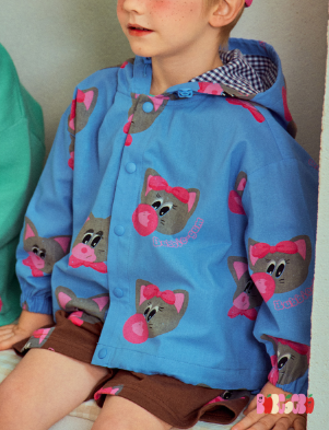 BEBEBEBE 2025 SPRING 2ND PRE ORDER Bubblegum cat button hood jacket (BLUE)