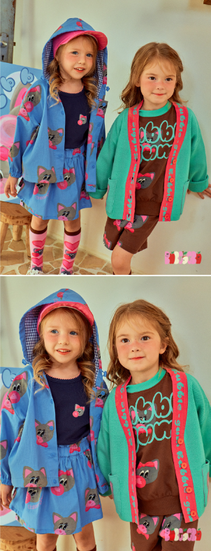 BEBEBEBE 2025 SPRING 2ND PRE ORDER Bubblegum cat button hood jacket (BLUE)