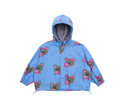 BEBEBEBE 2025 SPRING 2ND PRE ORDER Bubblegum cat button hood jacket (BLUE)