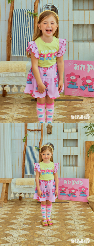 BEBEBEBE Boots flower frill set