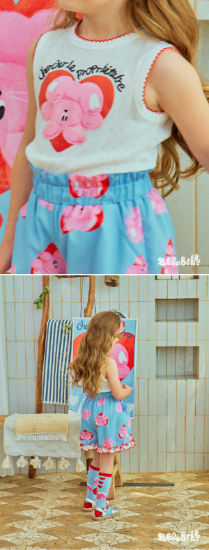 BEBEBEBE Heart rabbit lace sleeveless top