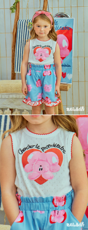 BEBEBEBE Heart rabbit lace sleeveless top