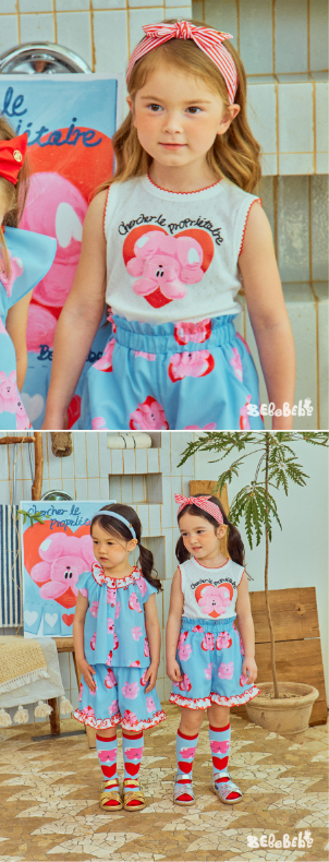 BEBEBEBE Heart rabbit lace sleeveless top