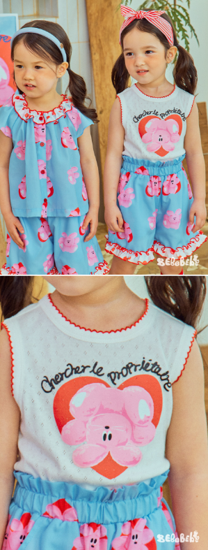 BEBEBEBE Heart rabbit lace sleeveless top