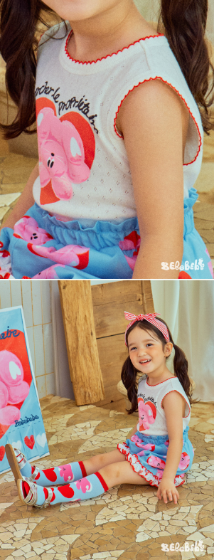 BEBEBEBE Heart rabbit lace sleeveless top