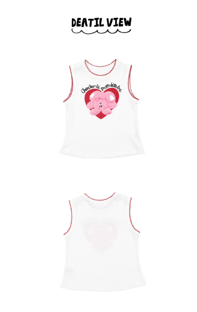 BEBEBEBE Heart rabbit lace sleeveless top