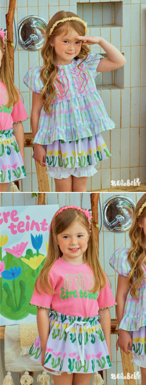 BEBEBEBE Seaweed flower layered balloon skirt