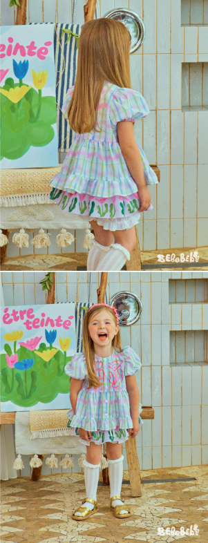 BEBEBEBE Seaweed flower layered balloon skirt