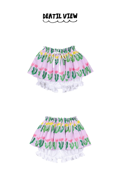 BEBEBEBE Seaweed flower layered balloon skirt