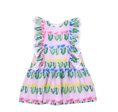 BEBEBEBE Seaweed flower frill dress