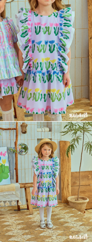 BEBEBEBE Seaweed flower frill dress