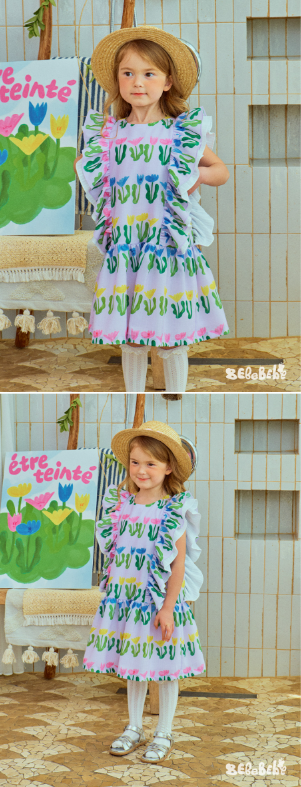 BEBEBEBE Seaweed flower frill dress