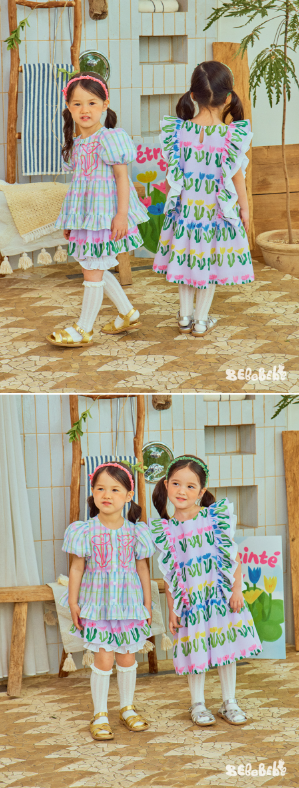 BEBEBEBE Seaweed flower frill dress