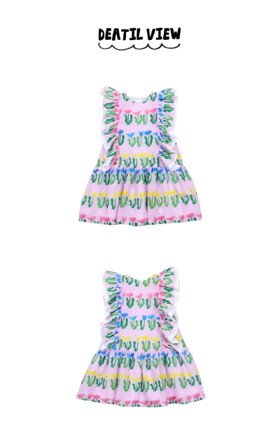 BEBEBEBE Seaweed flower frill dress