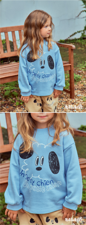BEBEBEBE FALL Puppy face t-shirt (LIGHT BLUE)