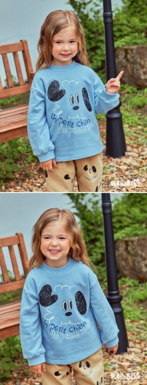 BEBEBEBE FALL Puppy face t-shirt (LIGHT BLUE)