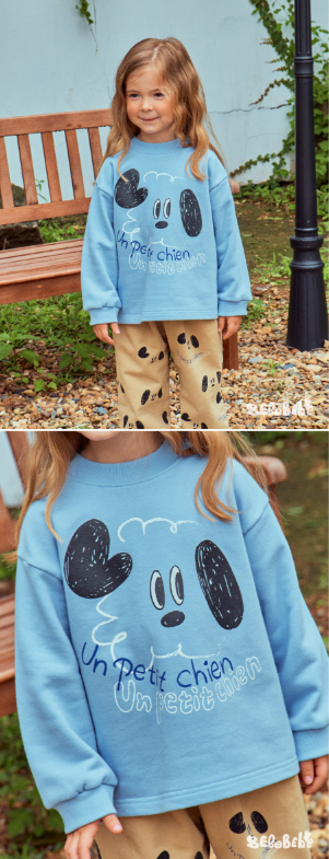 BEBEBEBE FALL Puppy face t-shirt (LIGHT BLUE)