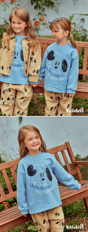 BEBEBEBE FALL Puppy face t-shirt (LIGHT BLUE)