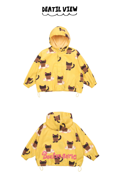 BEBEBEBE FALL Ribbon cat cupcake string hoodie jacket (YELLOW)