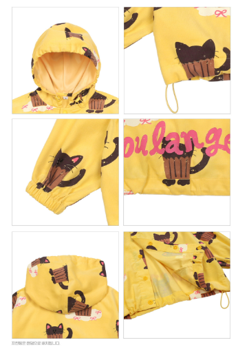 BEBEBEBE FALL Ribbon cat cupcake string hoodie jacket (YELLOW)